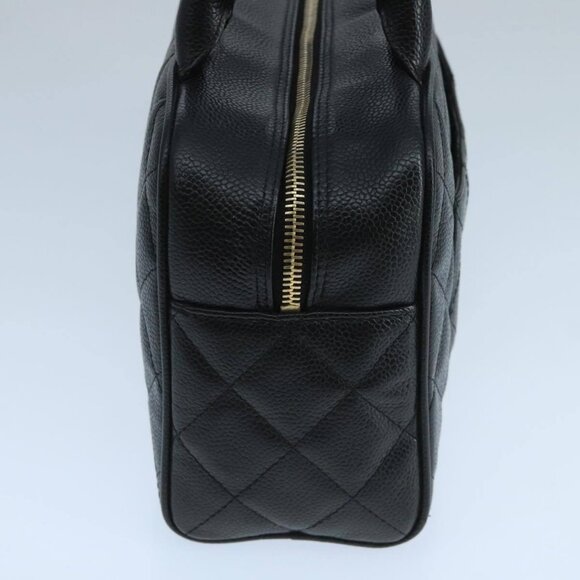 CHANEL Matelasse Hand Bag Grained Calf Skin Black CC Auth - Picture 4 of 16